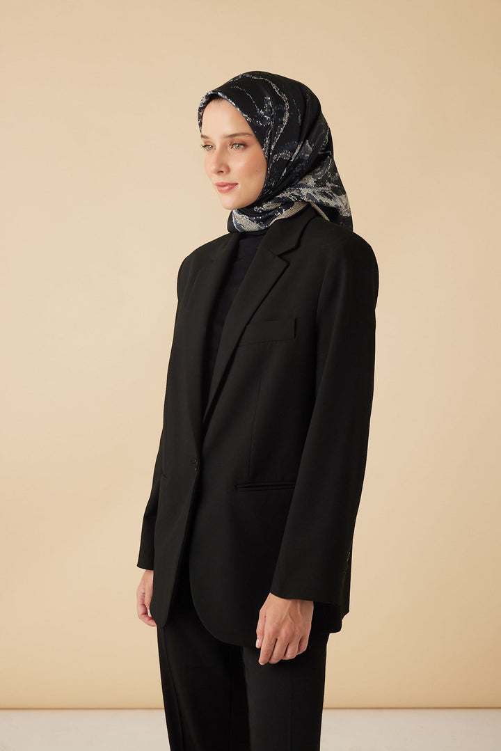 CEVLAN MULBERRY İPEK EŞARP 90*90 CM - KOYU MAVİ - Görsel 2