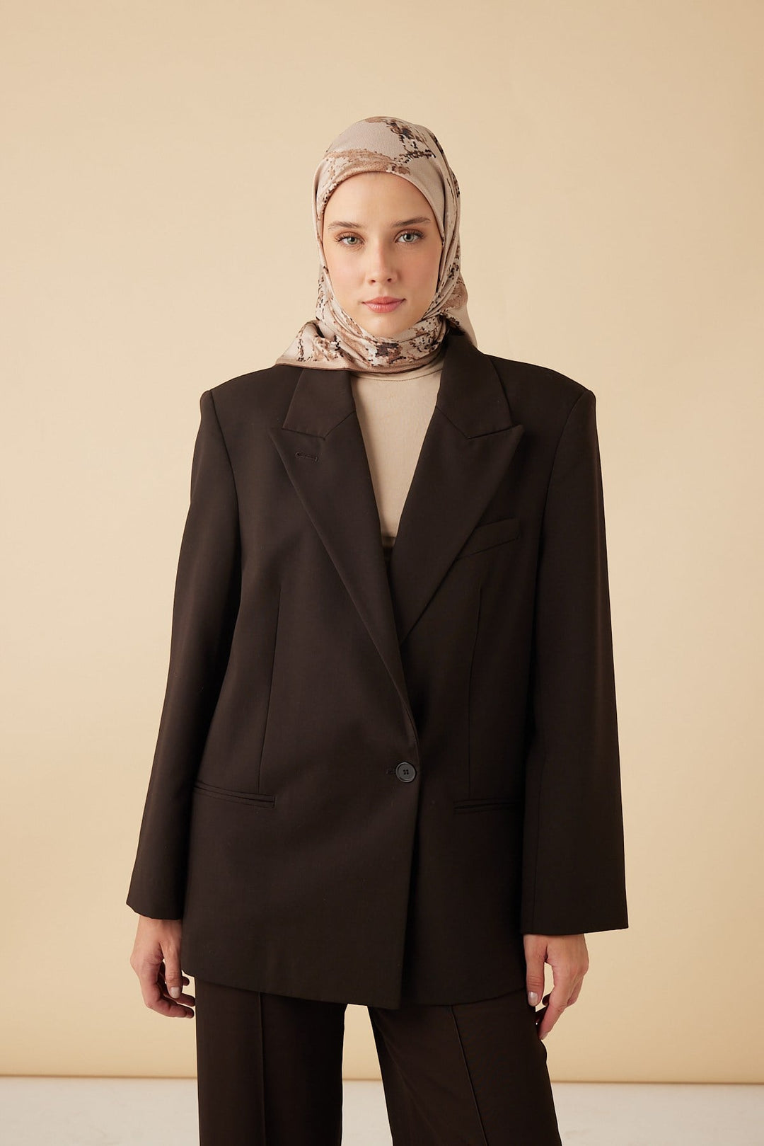 CEVLAN MULBERRY İPEK EŞARP 90*90 CM - BEJ - Görsel 1