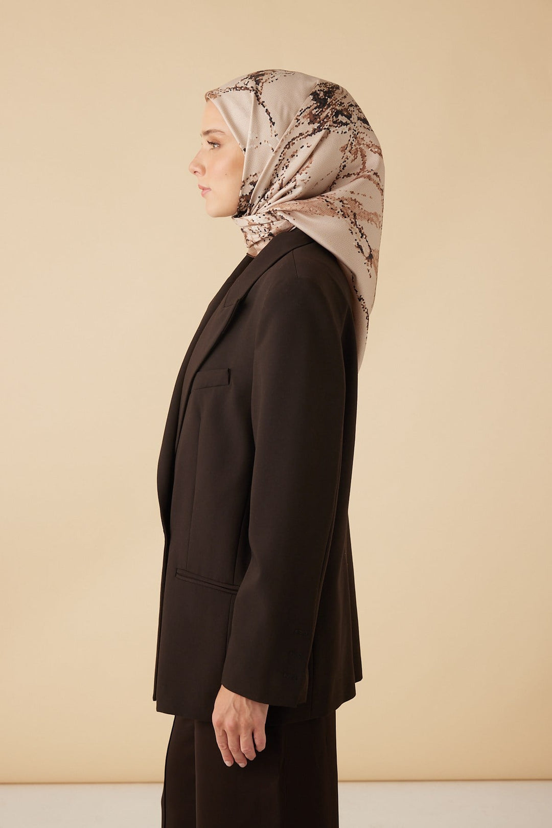CEVLAN MULBERRY İPEK EŞARP 90*90 CM - BEJ - Görsel 4