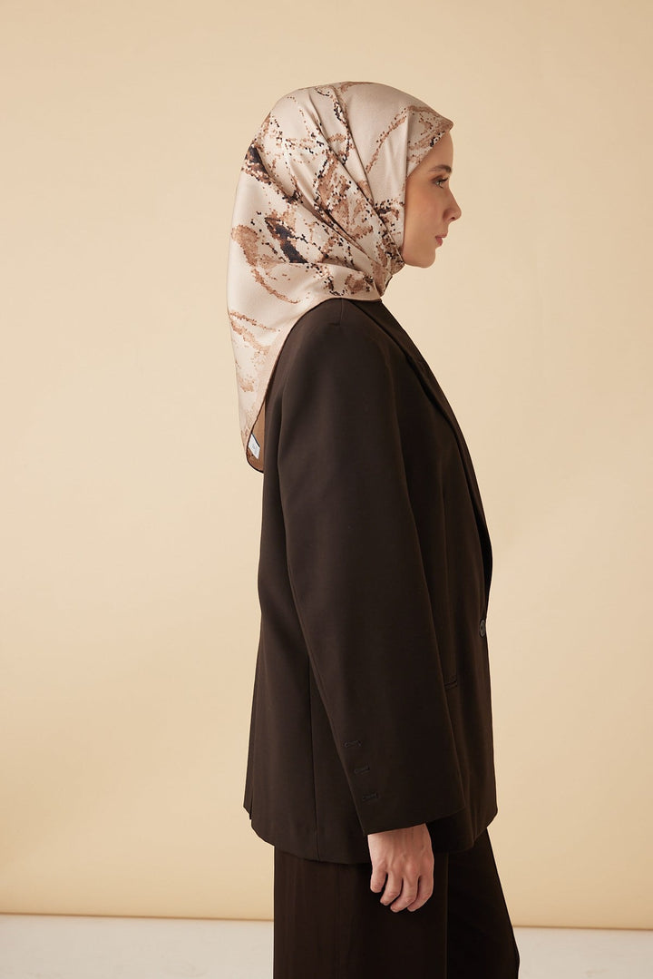 CEVLAN MULBERRY İPEK EŞARP 90*90 CM - BEJ - Görsel 5