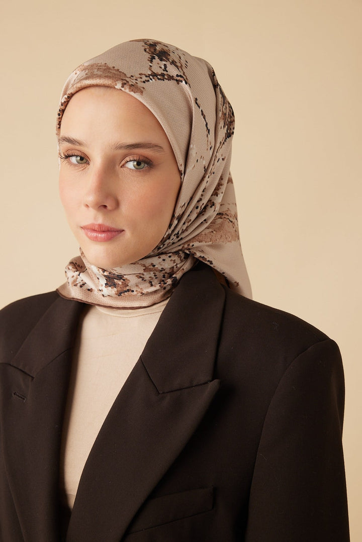 CEVLAN MULBERRY İPEK EŞARP 90*90 CM - BEJ - Görsel 7