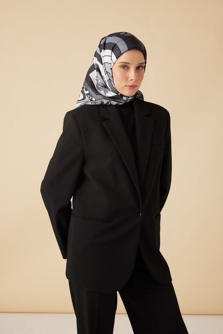 VERDA MULBERRY İPEK EŞARP 90*90 CM - GRİ - Görsel 3