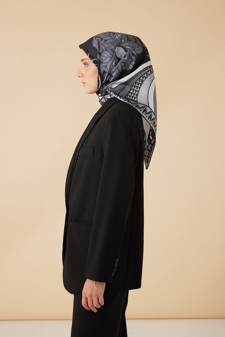 VERDA MULBERRY İPEK EŞARP 90*90 CM - GRİ - Görsel 4