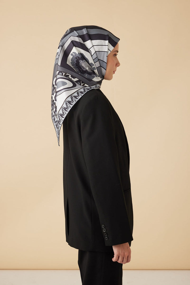 VERDA MULBERRY İPEK EŞARP 90*90 CM - GRİ - Görsel 5