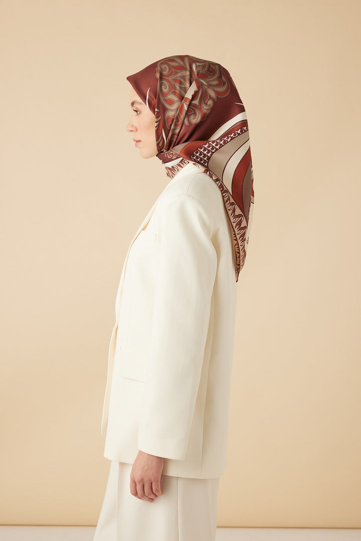VERDA MULBERRY İPEK EŞARP 90*90 CM - KİREMİT - Görsel 2