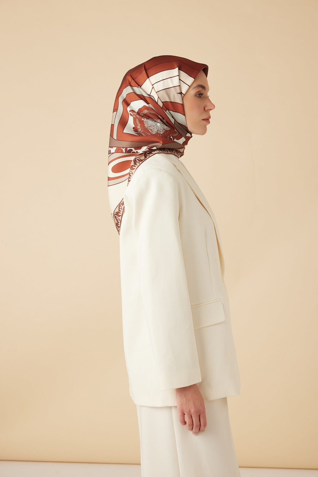 VERDA MULBERRY İPEK EŞARP 90*90 CM - KİREMİT - Görsel 3