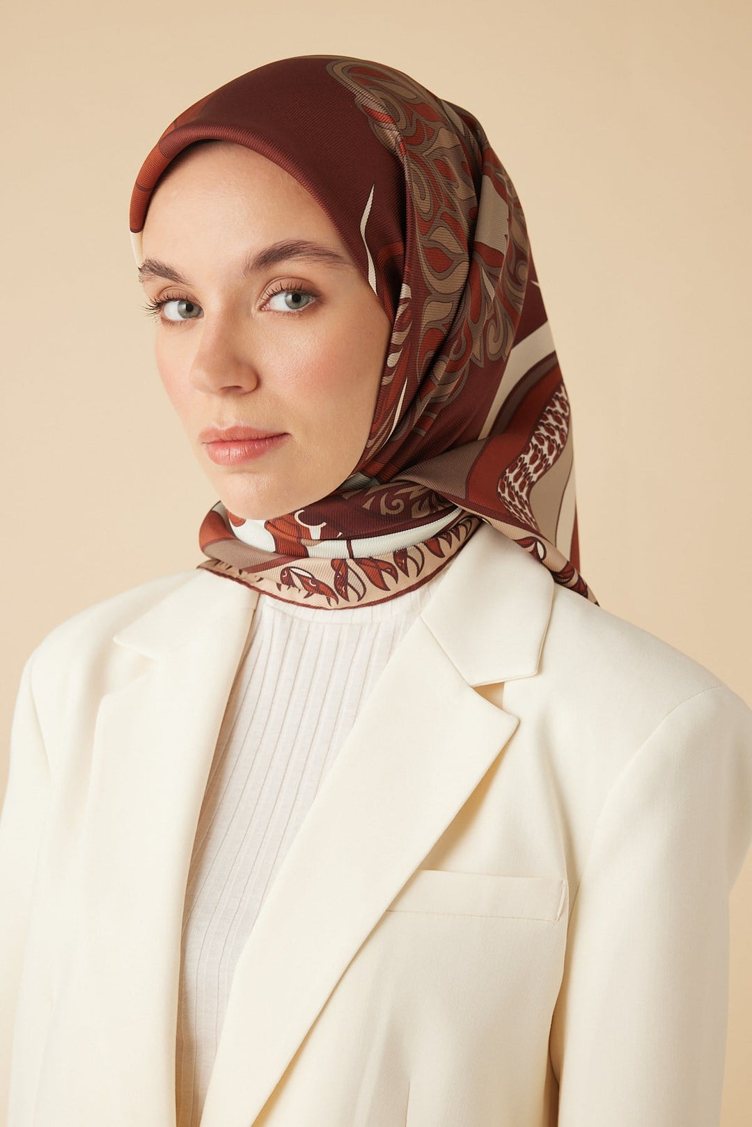 VERDA MULBERRY İPEK EŞARP 90*90 CM - KİREMİT - Görsel 6