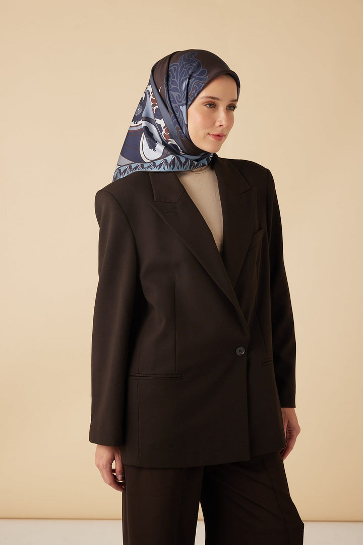 VERDA MULBERRY İPEK EŞARP 90*90 CM - İNDIGO - Görsel 4