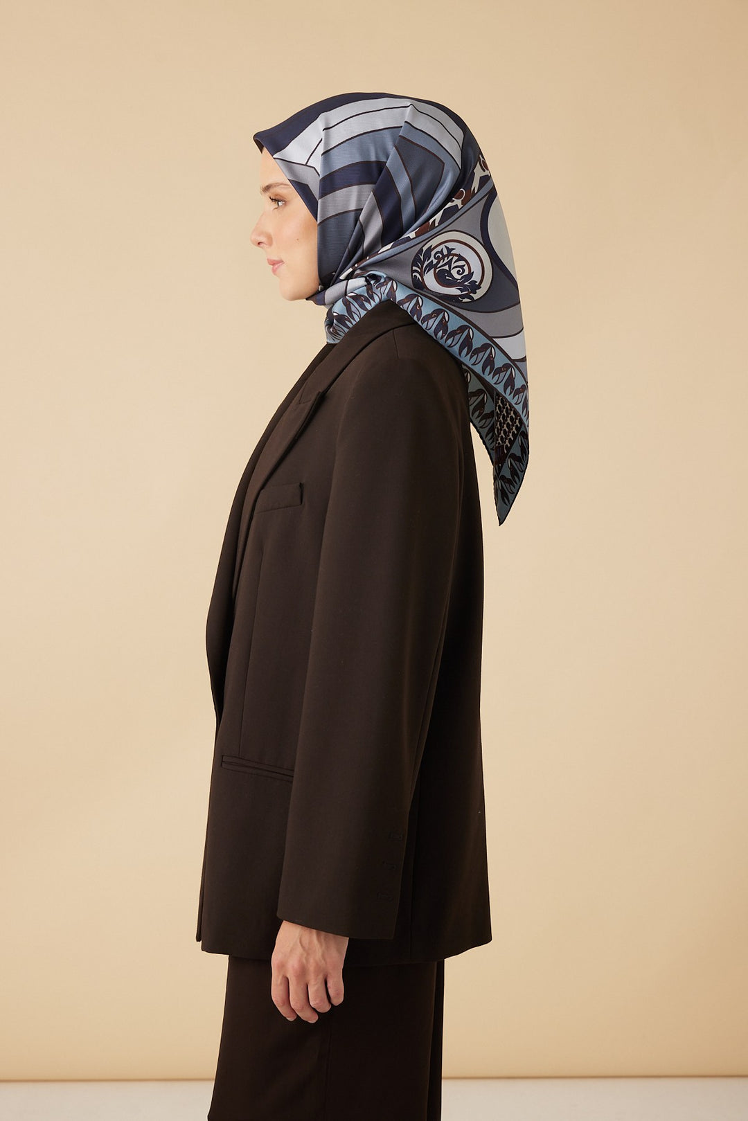 VERDA MULBERRY İPEK EŞARP 90*90 CM - İNDIGO - Görsel 5