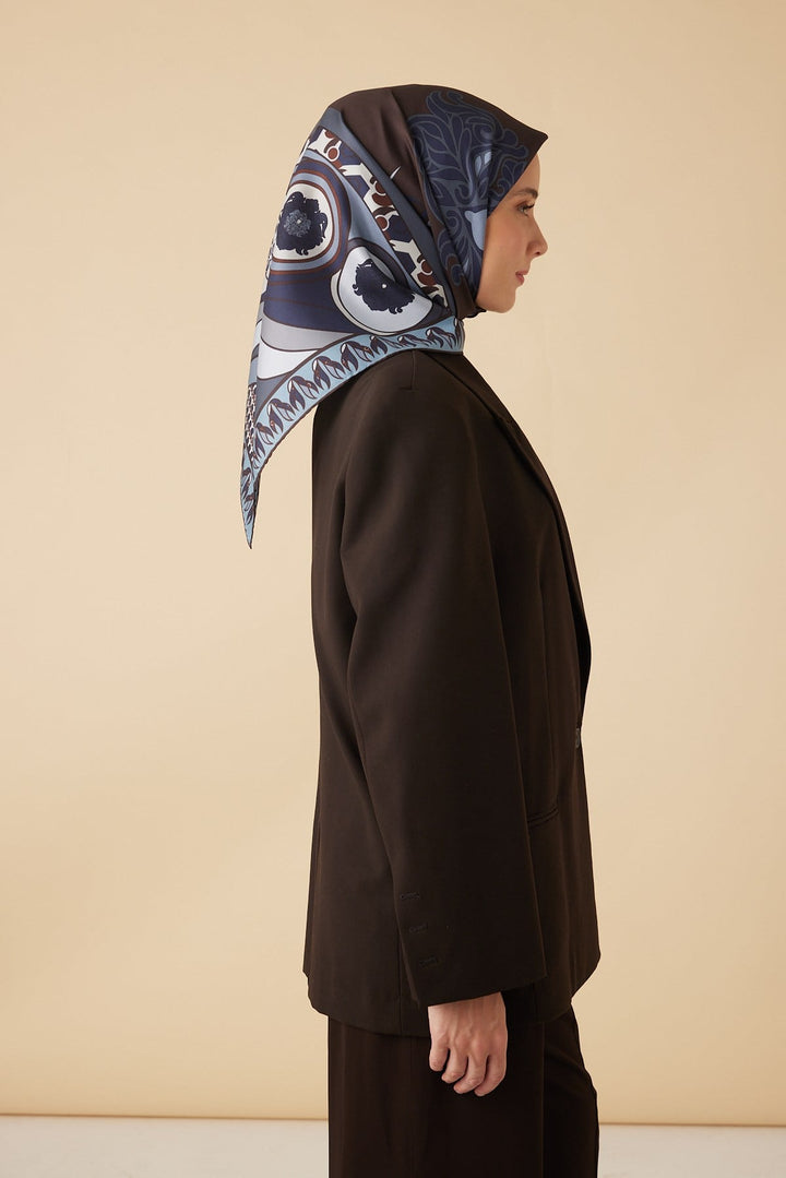 VERDA MULBERRY İPEK EŞARP 90*90 CM - İNDIGO - Görsel 6
