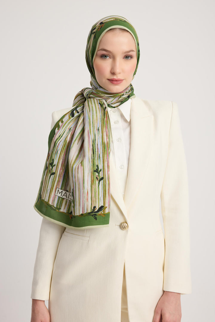 Maisa SUZEN FLOŞ VİSKON ŞAL 70*190 CM - YEŞİL