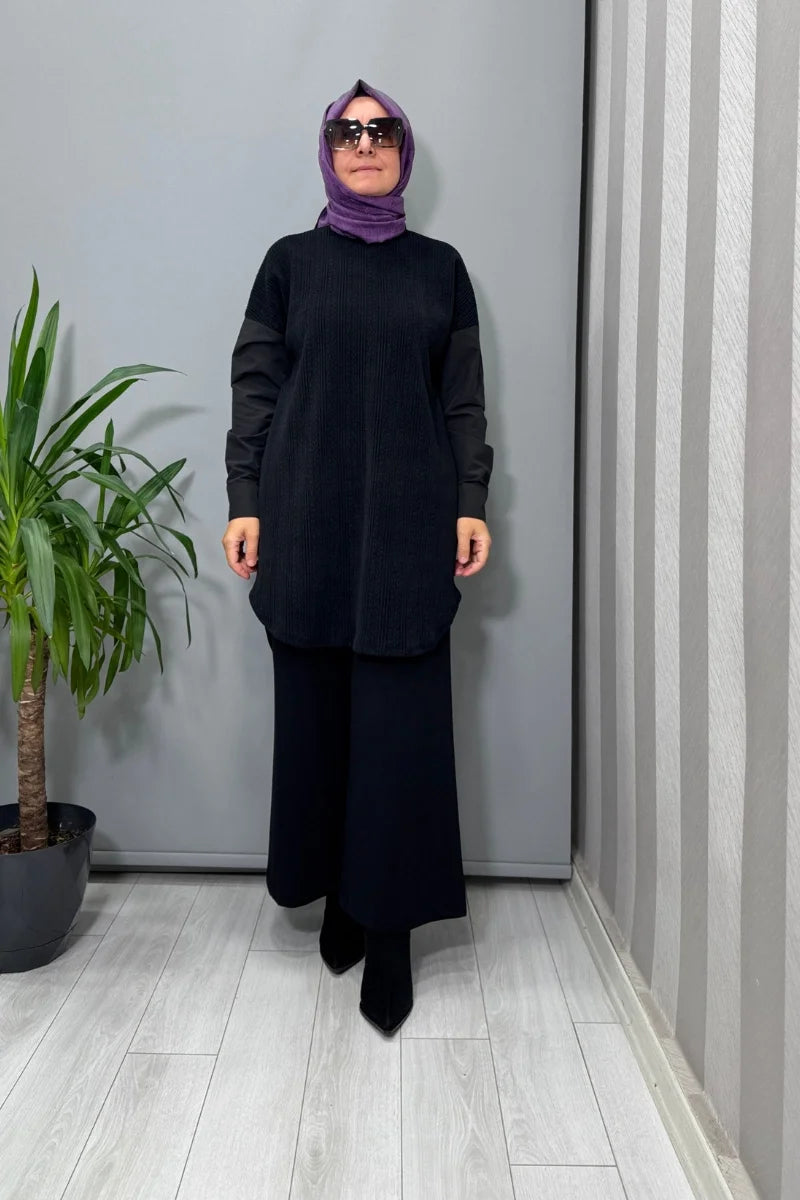 Mascara Arka Düğme Detaylı Tunik Siyah 56MK 2117