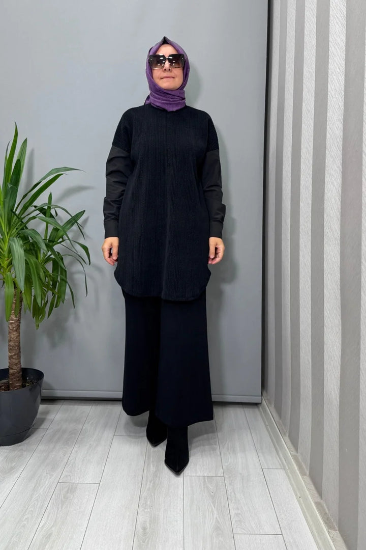 Mascara Arka Düğme Detaylı Tunik Siyah 56MK 2117