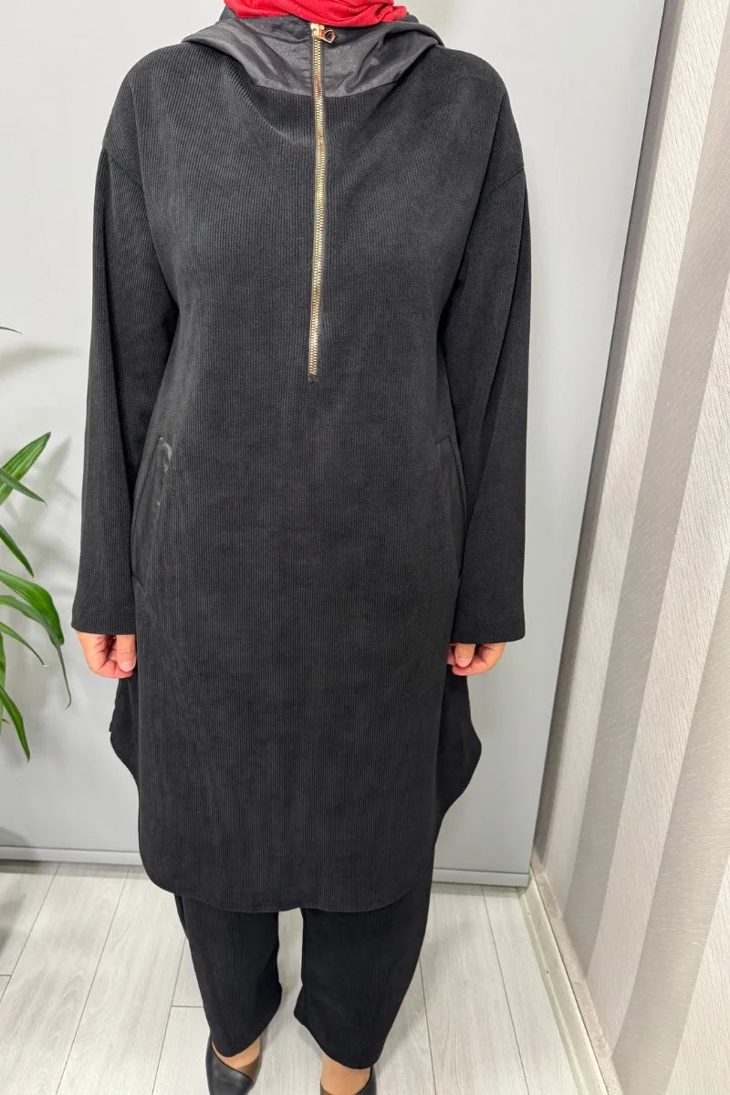 Mascara Kapüşonlu Tunik Siyah 56MK 2140