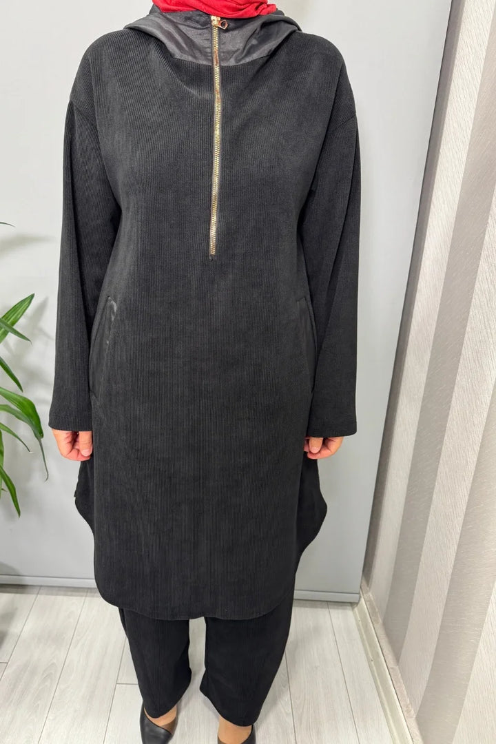 Mascara Kapüşonlu Tunik Siyah 56MK 2140