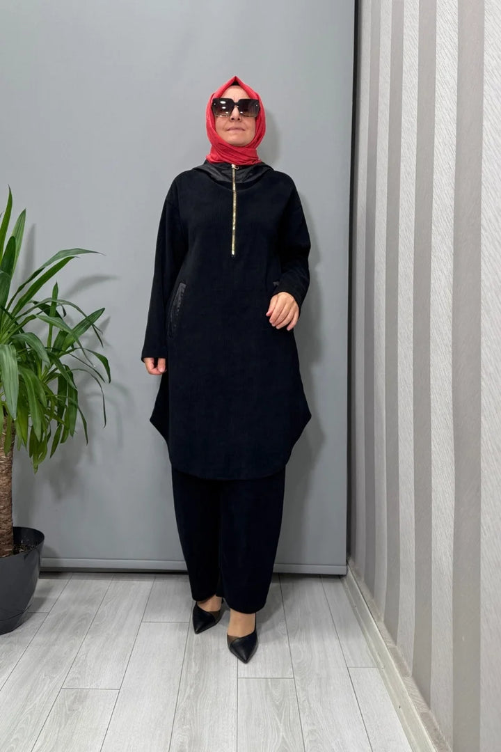 Mascara Kapüşonlu Tunik Siyah 56MK 2140