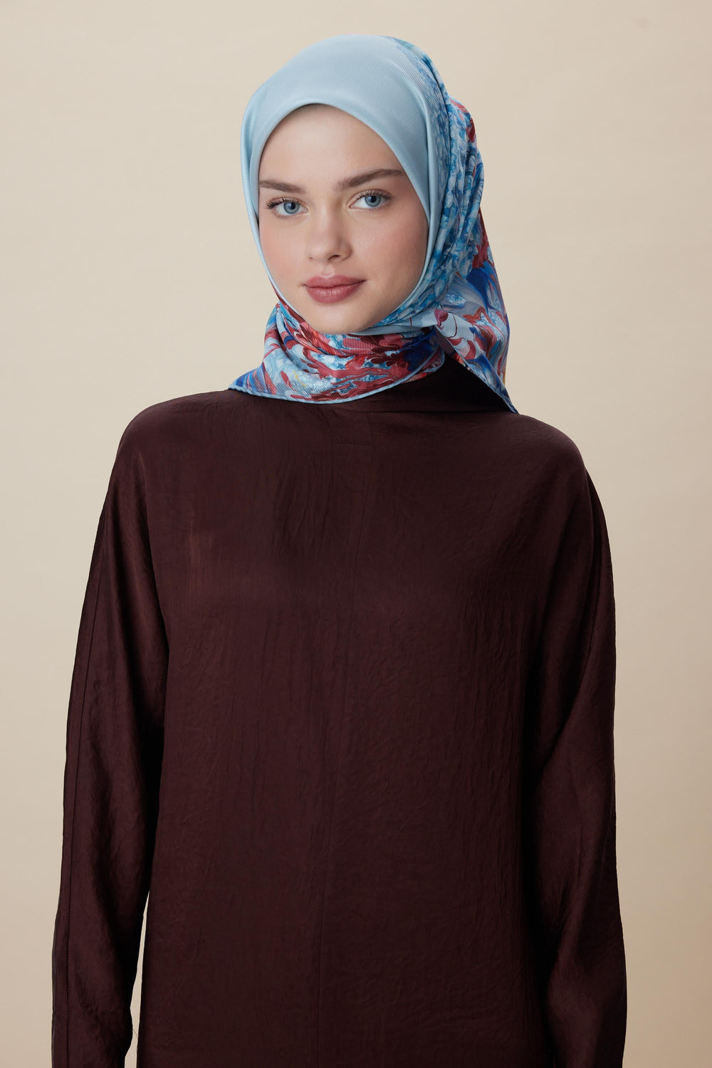 MED-CEZİR TİVİL İPEK EŞARP 90*90 CM - MAVİ - Görsel 2