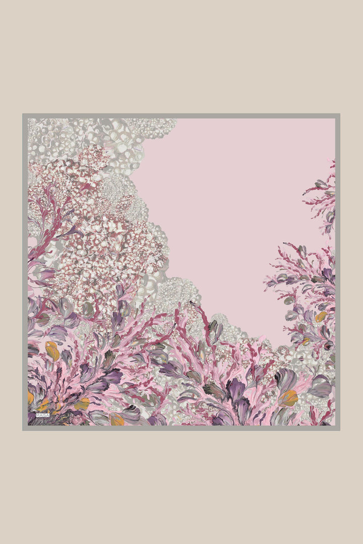 MED-CEZİR TİVİL İPEK EŞARP 90*90 CM - PUDRA PEMBE - Görsel 1