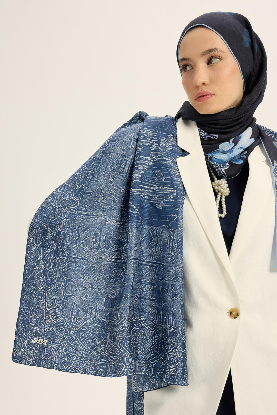 Maisa Merz Mulberry İpek Şal - Mavi