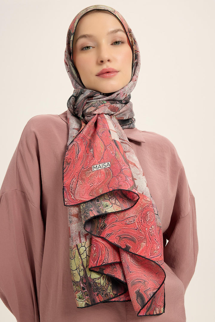 MERZ PAMUK İPEK ŞAL 70*190 CM - Mercan 