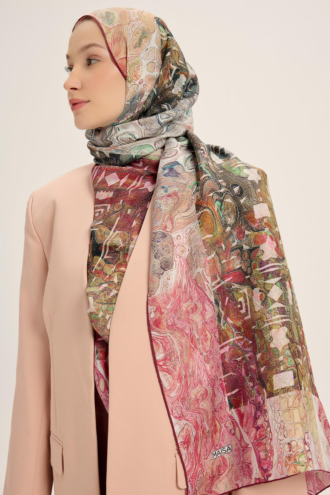MERZ PAMUK İPEK ŞAL 70*190 CM - Pembe 