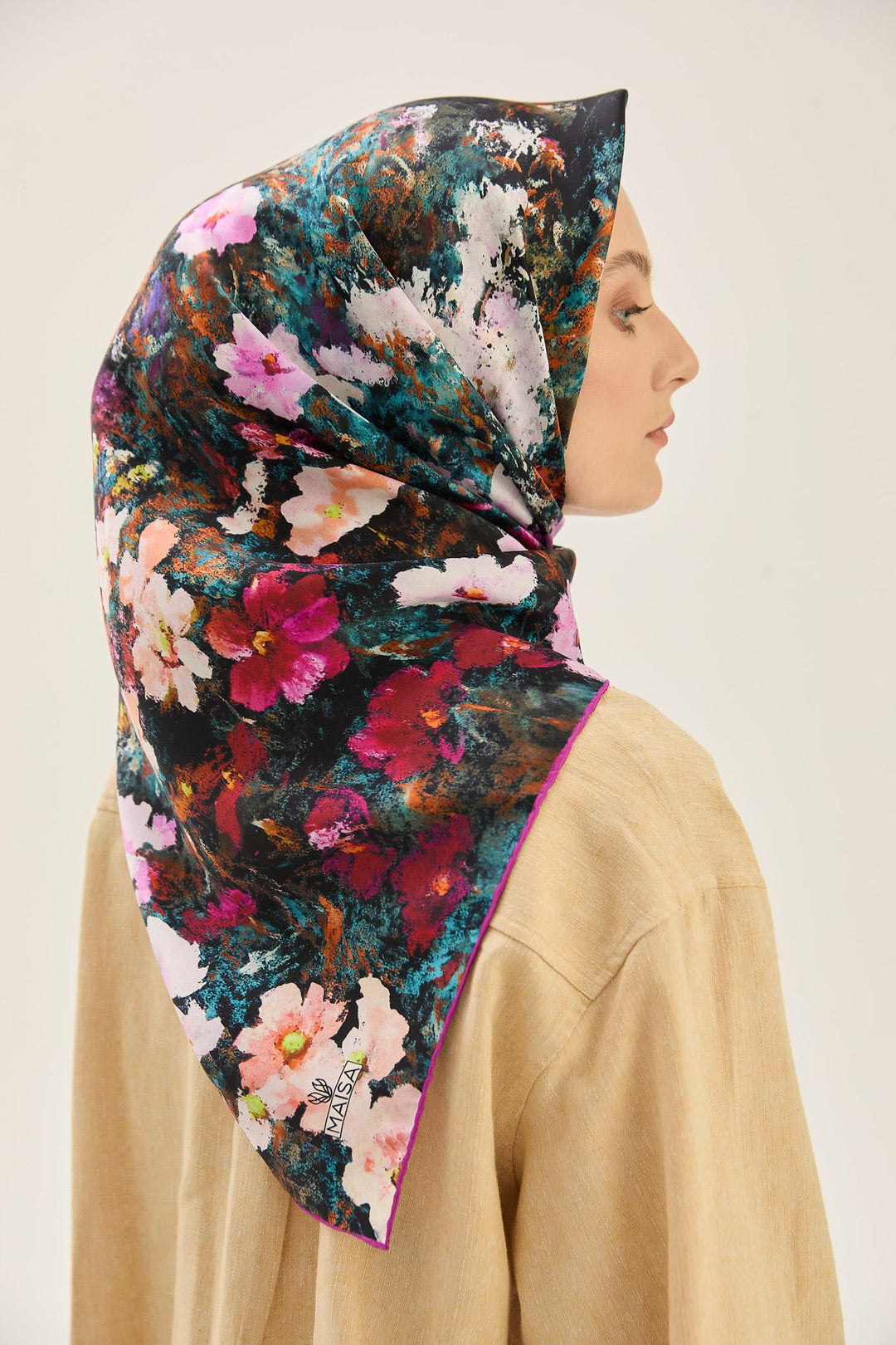 Maisa MEVA SURA İPEK EŞARP 90*90 CM - FUŞYA