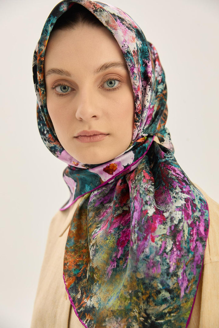 Maisa MEVA SURA İPEK EŞARP 90*90 CM - FUŞYA