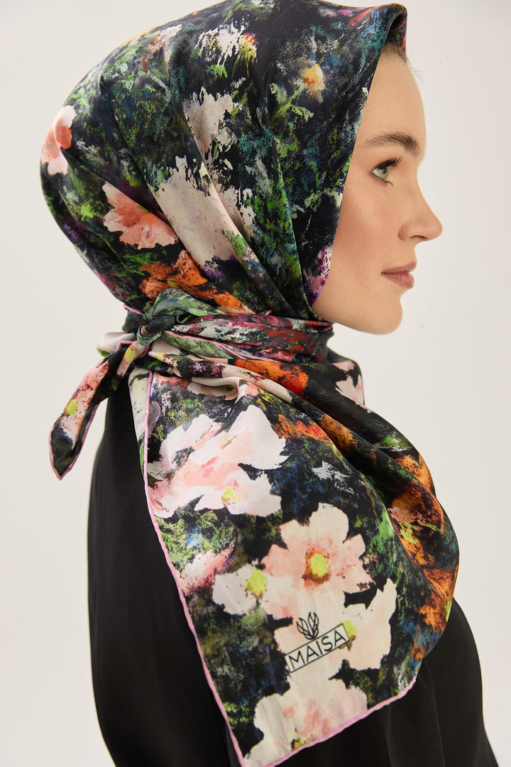 Maisa MEVA SURA İPEK EŞARP 90*90 CM - PUDRA PEMBE