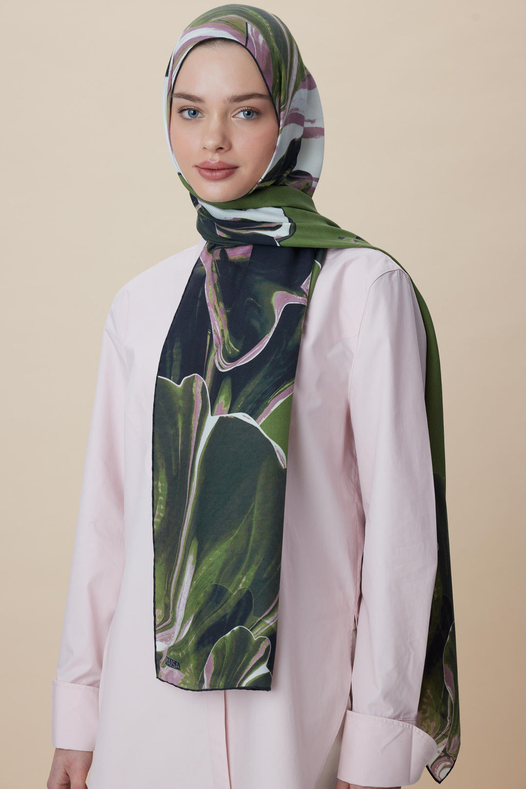 Maisa MEVCE PAMUK İPEK ŞAL 70*190 CM - HAKİ