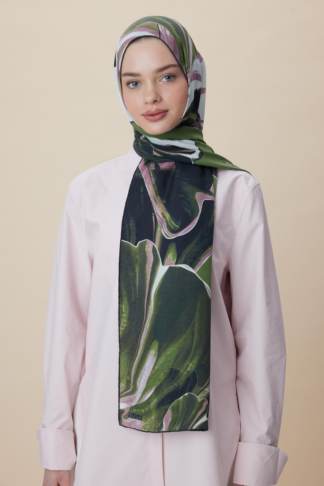 Maisa MEVCE PAMUK İPEK ŞAL 70*190 CM - HAKİ
