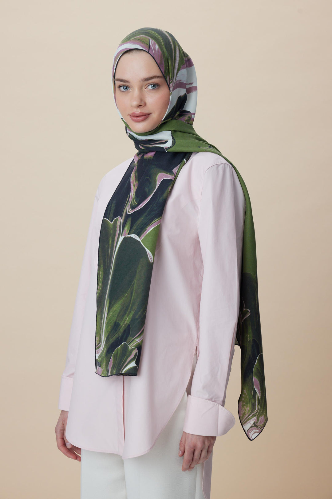 Maisa MEVCE PAMUK İPEK ŞAL 70*190 CM - HAKİ