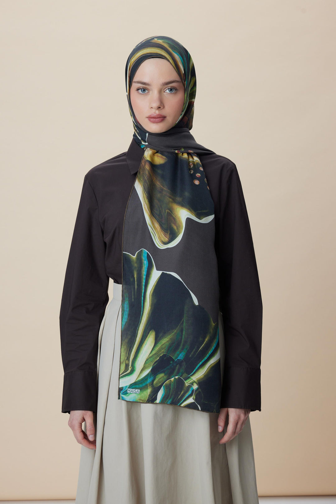 Maisa MEVCE PAMUK İPEK ŞAL 70*190 CM - KAHVERENGİ