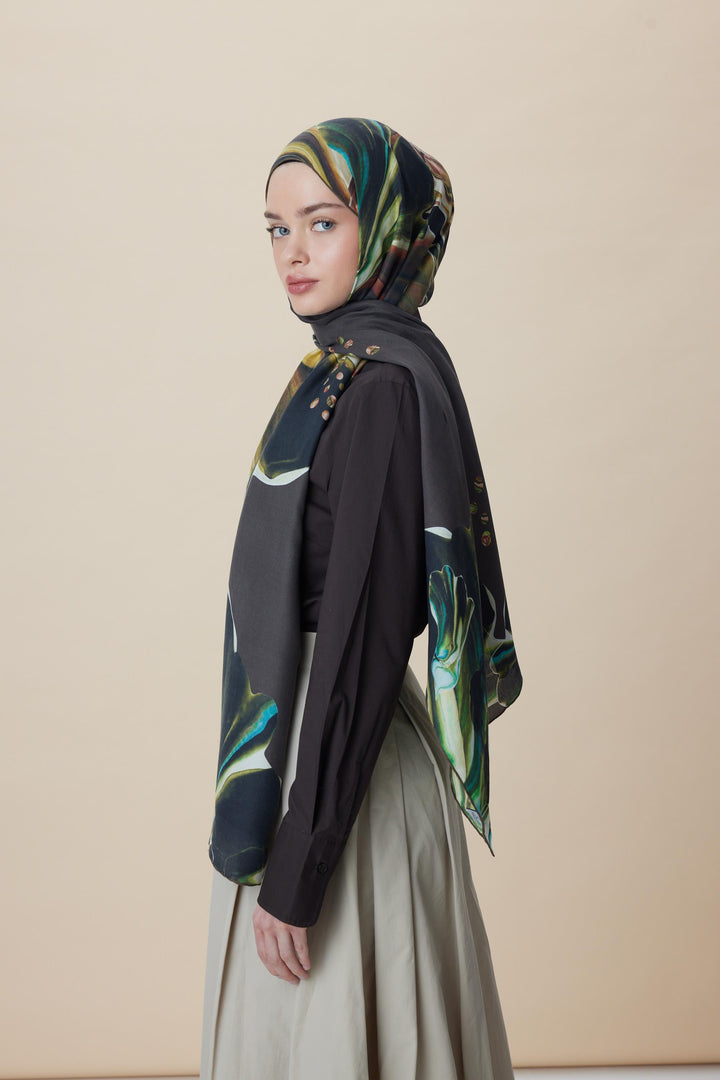 Maisa MEVCE PAMUK İPEK ŞAL 70*190 CM - KAHVERENGİ