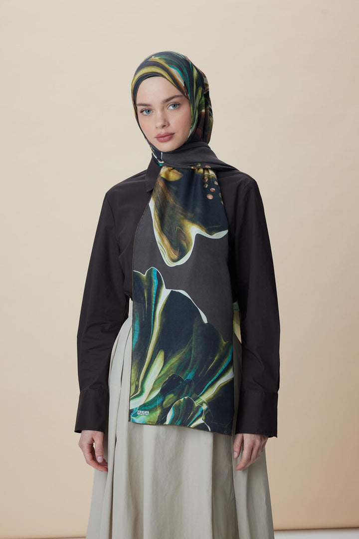 Maisa MEVCE PAMUK İPEK ŞAL 70*190 CM - KAHVERENGİ