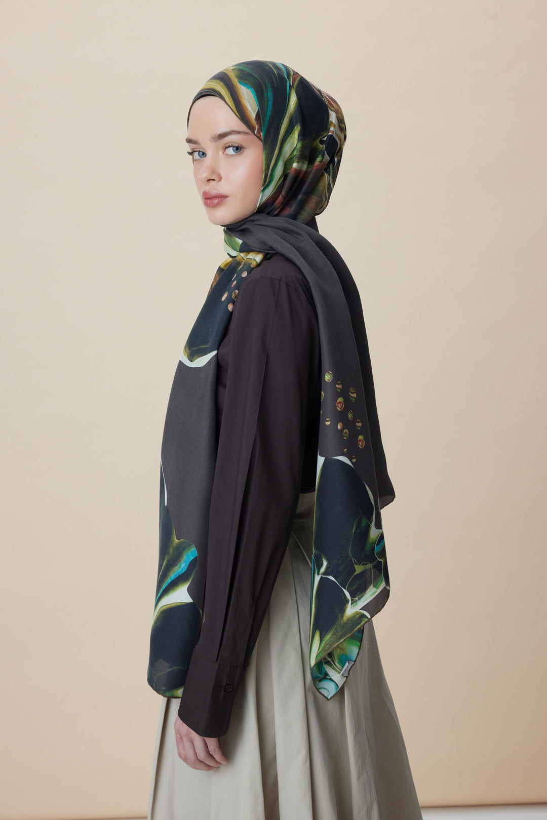 Maisa MEVCE PAMUK İPEK ŞAL 70*190 CM - KAHVERENGİ