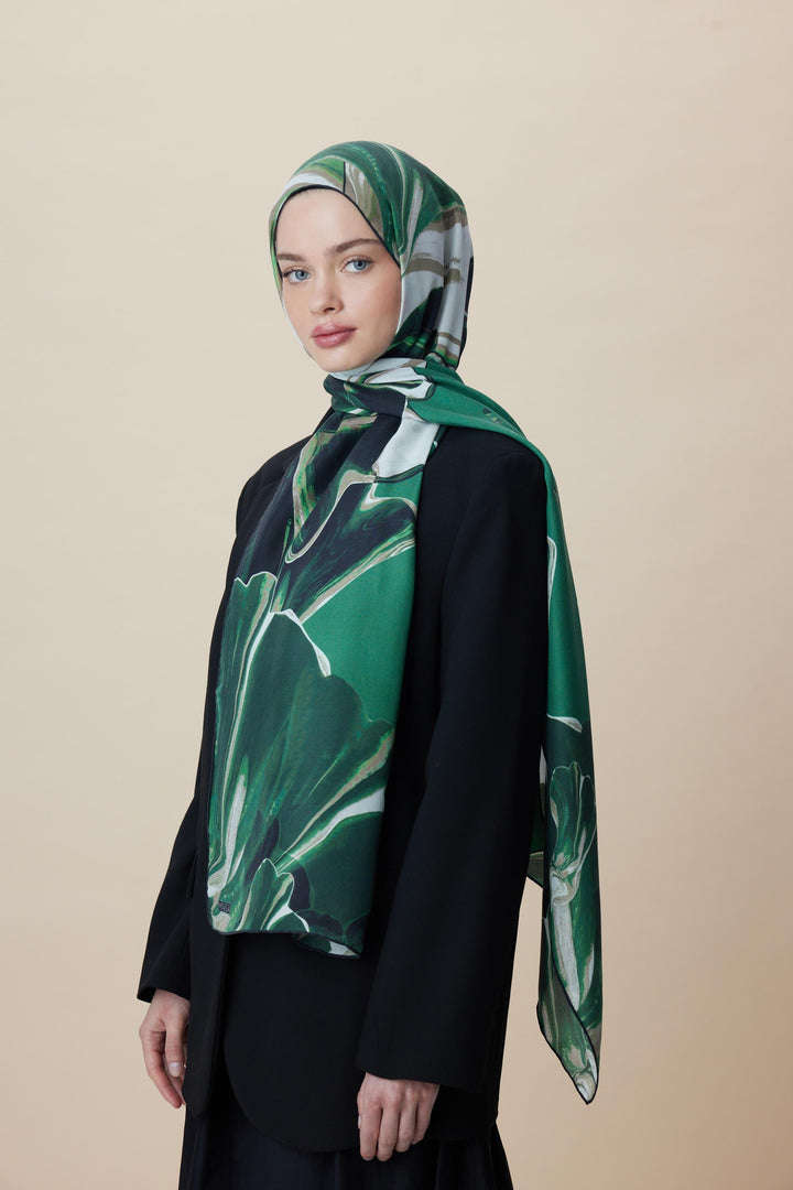 Maisa MEVCE PAMUK İPEK ŞAL 70*190 CM - KOYU YEŞİL