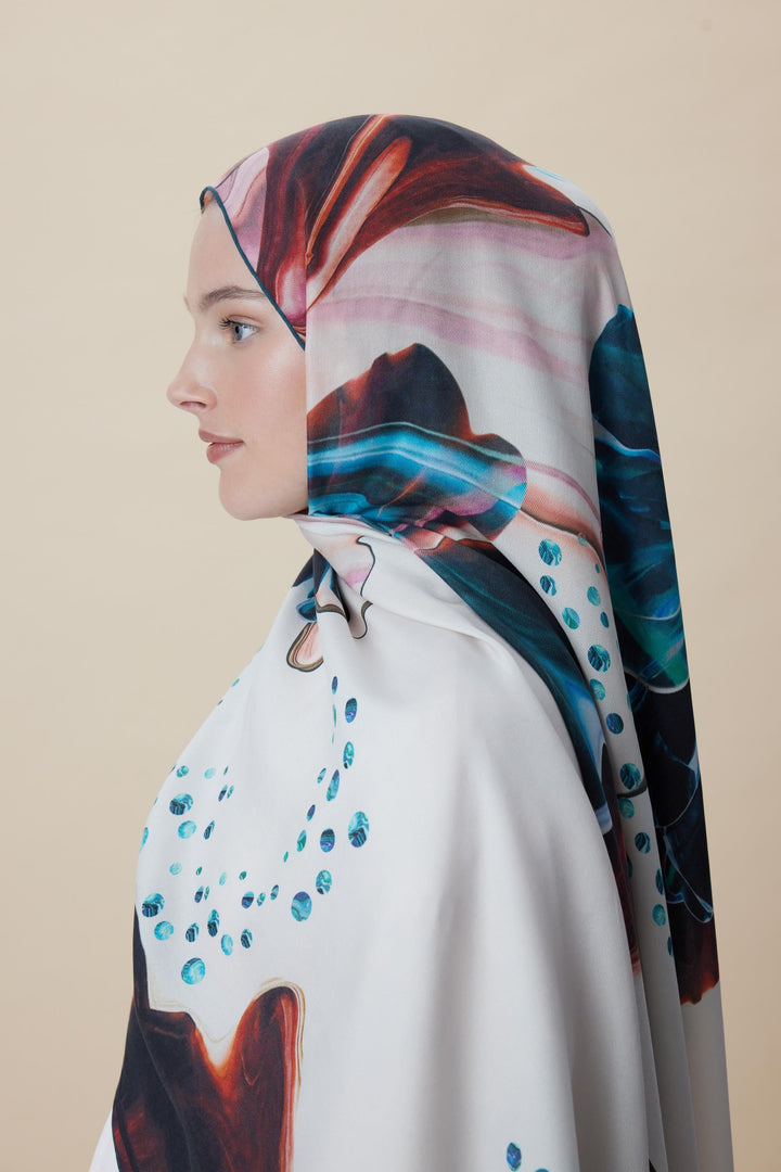 Maisa MEVCE PAMUK İPEK ŞAL 70*190 CM - PETROL MAVİSİ