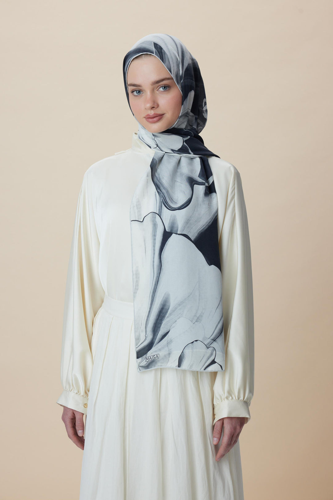 Maisa MEVCE PAMUK İPEK ŞAL 70*190 CM - SİYAH