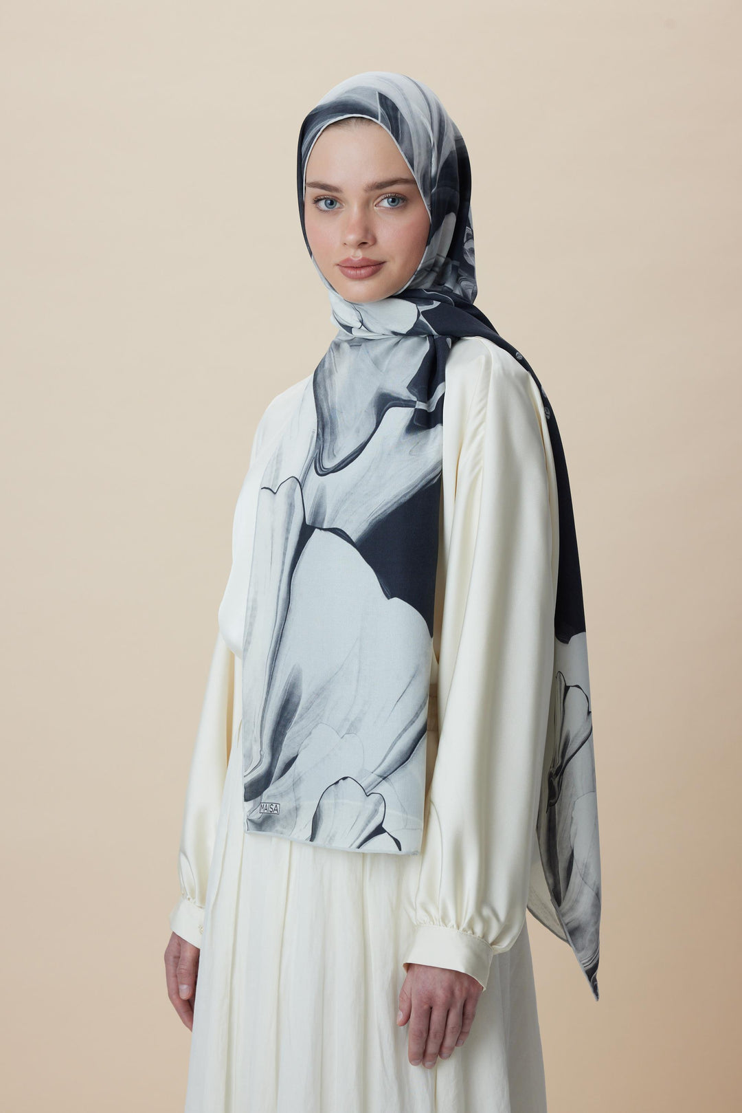 Maisa MEVCE PAMUK İPEK ŞAL 70*190 CM - SİYAH