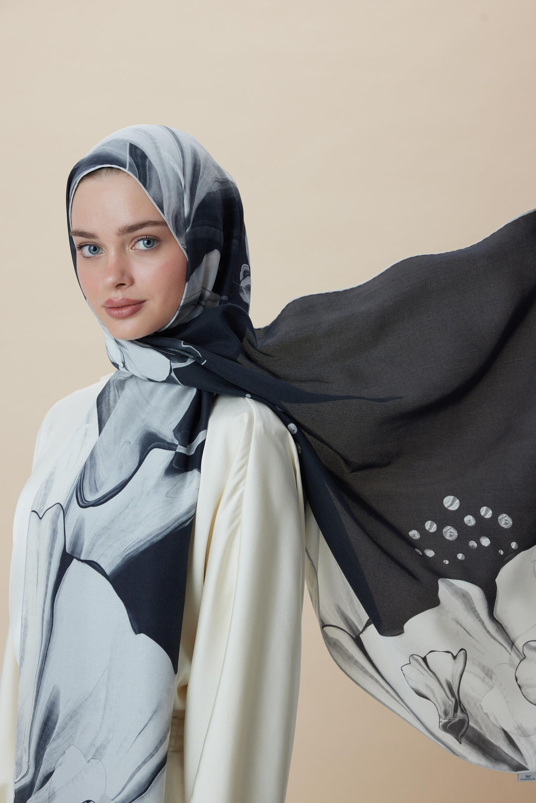 Maisa MEVCE PAMUK İPEK ŞAL 70*190 CM - SİYAH