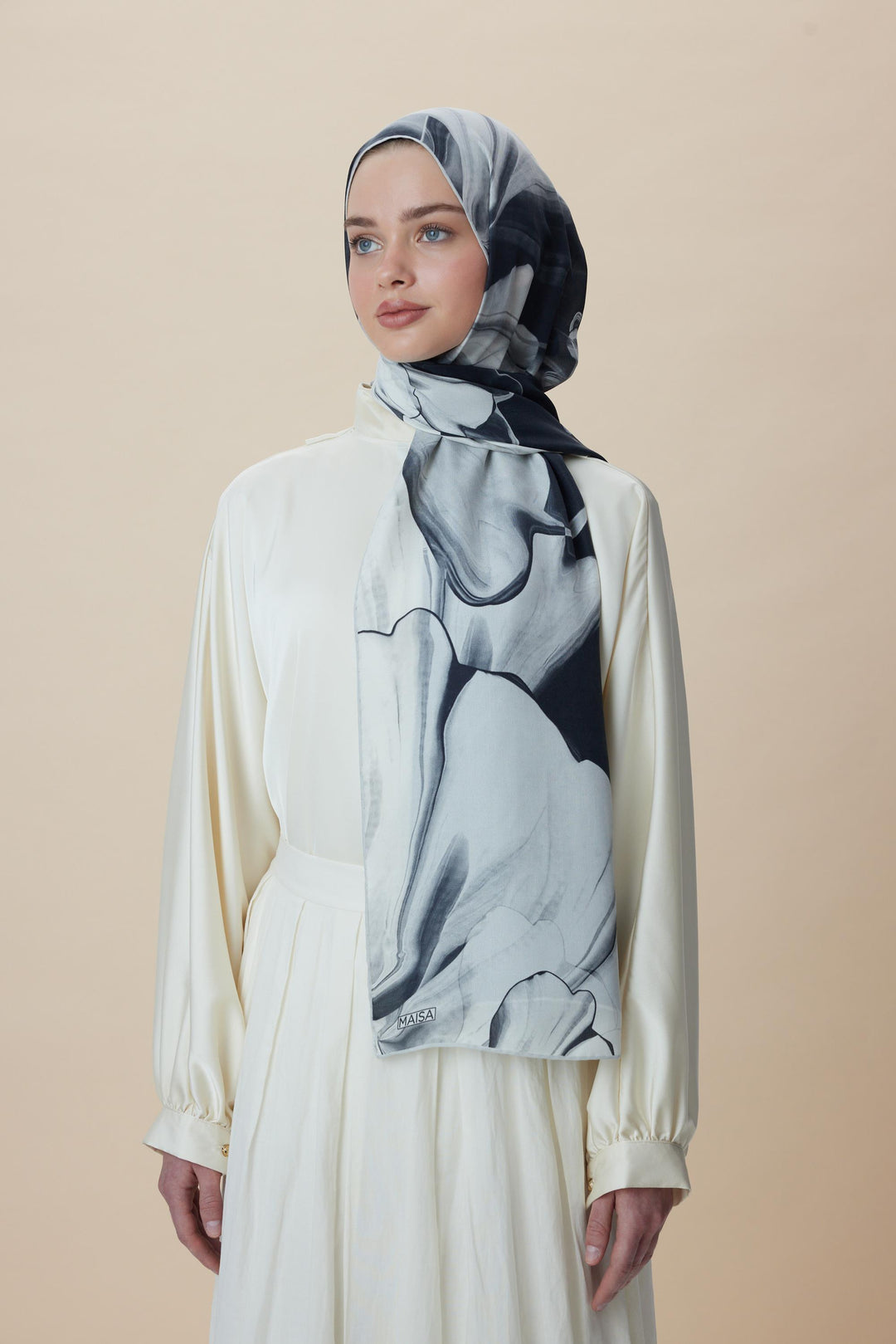 Maisa MEVCE PAMUK İPEK ŞAL 70*190 CM - SİYAH