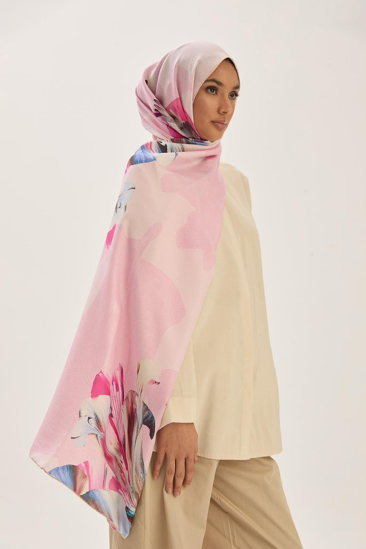 Maisa MİRA PAMUK İPEK ŞAL 70*190 CM - PEMBE