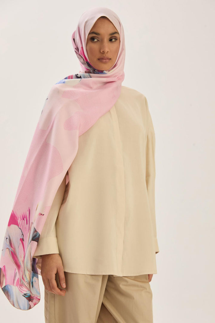 Maisa MİRA PAMUK İPEK ŞAL 70*190 CM - PEMBE