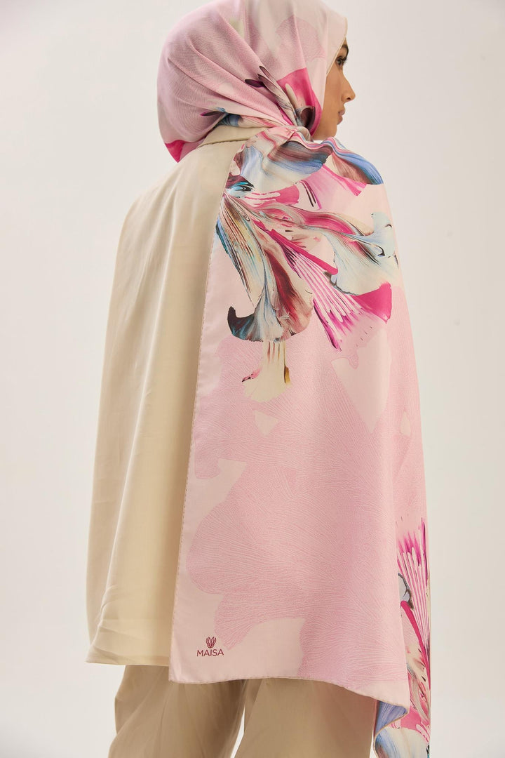 Maisa MİRA PAMUK İPEK ŞAL 70*190 CM - PEMBE