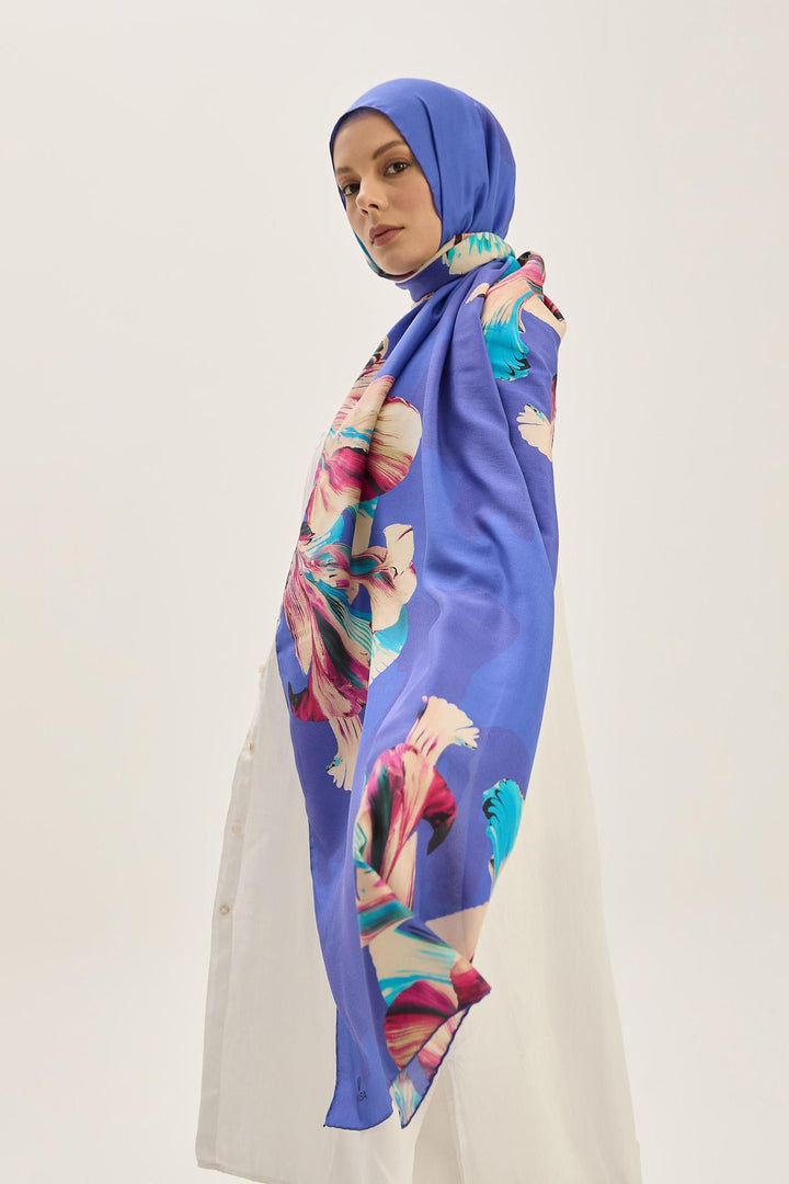 Maisa MİRA PAMUK İPEK ŞAL 70*190 CM - SAKS