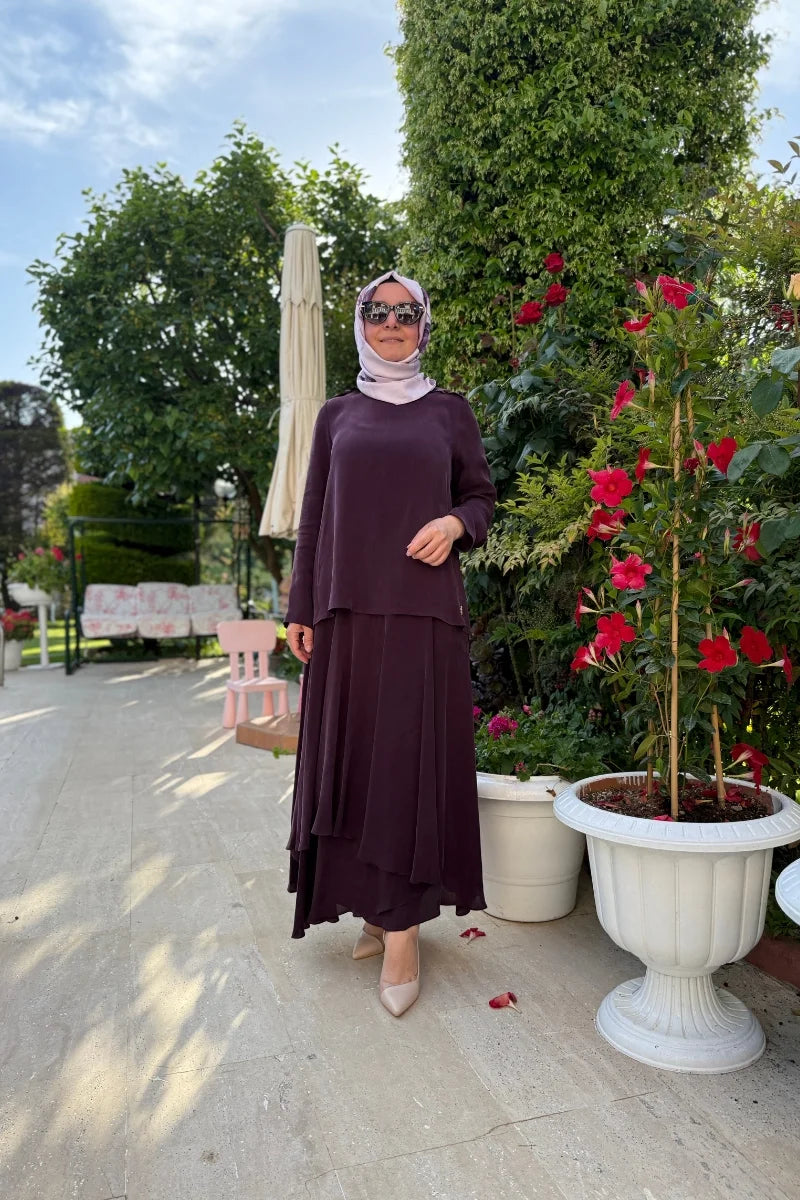 Miss Dalida Asimetrik Kesik Cupro Etek Bordo T25Y- 2009 - Bordo - Görsel 1 #renk_bordo