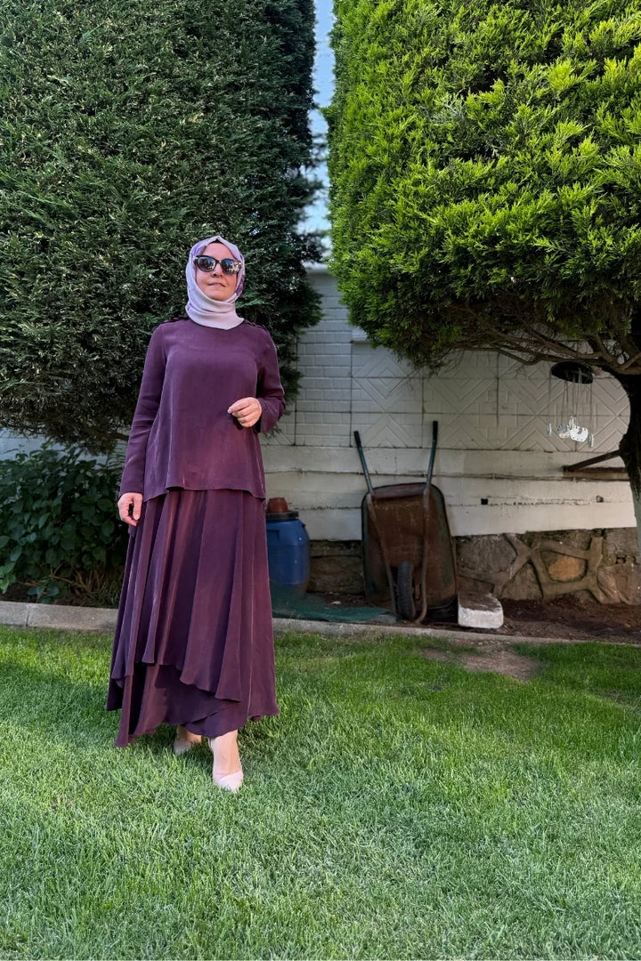 Miss Dalida Asimetrik Kesik Cupro Etek Bordo T25Y- 2009 - Bordo - Görsel 2 