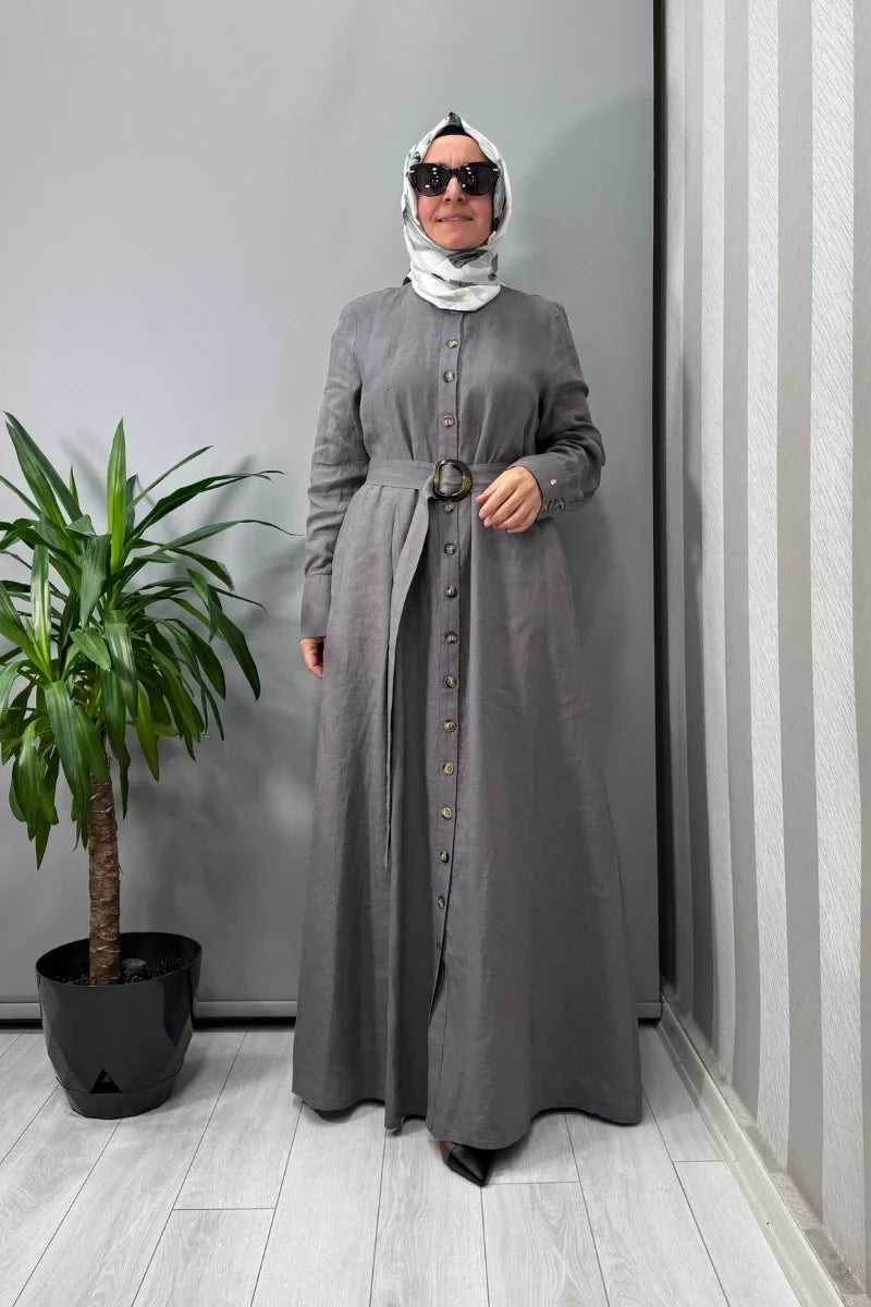 Miss Dalida Beli Kemerli Ceket Siyah T25Y- 8018 - Antrasit - Görsel 1 