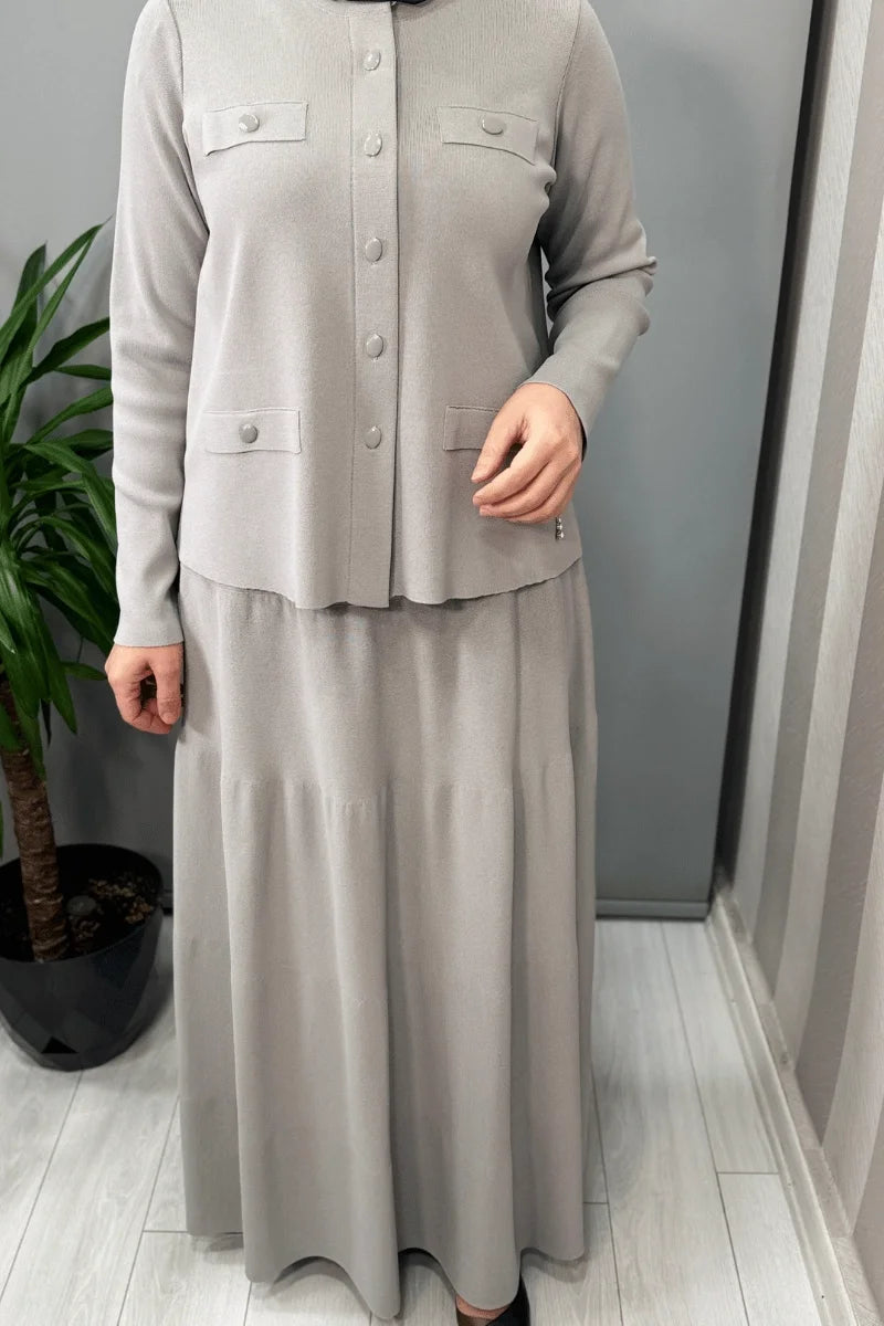 Miss Dalida Cep Kapaklı Triko Ceket Gri T25Y- 8009