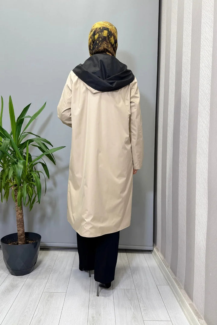 Miss Dalida Çift Taraflı Hafif Yumoş Mont Siyah-Bej T25PF- 8012 - Siyah-Bej - Görsel 4 